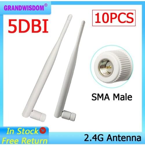 10pcs 2.4GHz WIFI Antenna 5dbi Aerial SMA Male connector wi fi antena 2.4 ghz antenne wi-fi for Wireless Router antenas