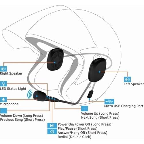 Anti-interference Helmet Headset 50M Waterproof Moto bluetooth Wireless Hands Free bluetooth V4.2 Intercom for Motorcycle
