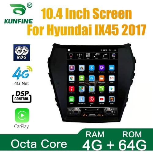 Tesla Screen Octa Core 4GB RAM 64GM ROM Android 10.0 Car DVD GPS Player Deckless Car Stereo For Hyundai IX45 2017 Radio