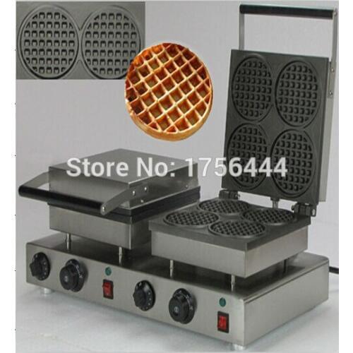 Free Shipping Commercial Use Non-stick 110v 220v Electric Dual Mini Round Waffle Maker Baker Machine Iron