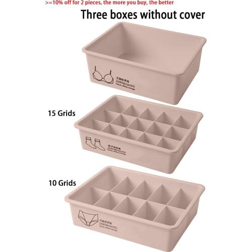 Large Underwear Storage Box Set for Home Bedroom Plastic Wardrobe Drawer Type Bra 10 Grid Underwear 15 Grids Socks Storage Box