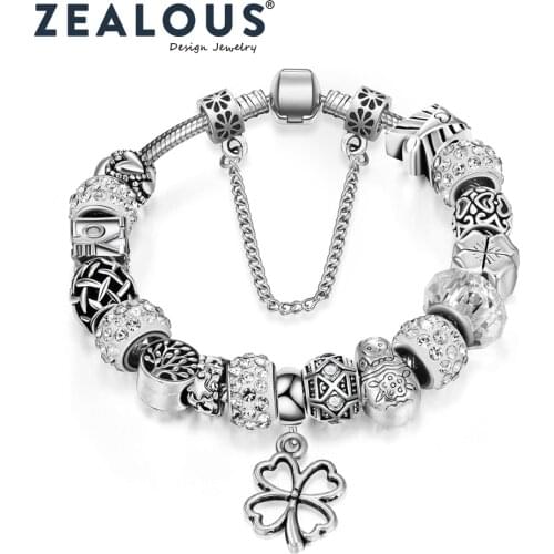 Dropshipping Gifts Silver Charm Bracelet European Crystal Charm Beads Women Fit Bracelet