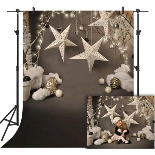 Black Christmas Star Newborn Photography Background Kids Portrait Winter Happy Nea Year Photocall Bells art Photo Booth
