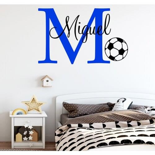 Soccer Custom Name Wall Stickers For Kids Room Personalized Football Boys Name Bedroom Nursery Wall Picture Baby Wall Decals