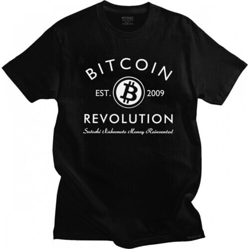 Novelty Bitcoin Revolution Tshirt Men Short Sleeve BTC Cryptocurrency Blockchain Geek T-shirt O-neck Cotton Tee Shirt Merch Gift