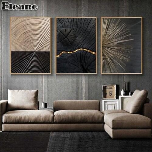 Canvas Black Golden Line Texture Abstract Art Poster Vintage Minimalist Modern Luxury Living Room Home Decor Wall Art Paintings