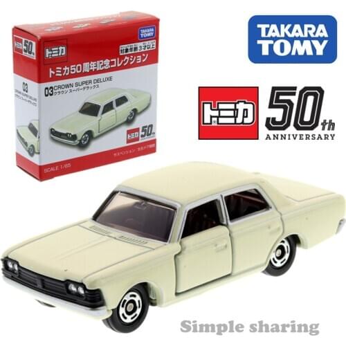 Takara Tomy Tomica 50th Anniversary Collection 03 Crown Super Deluxe White Scale 1/65 Car Kids Toys Motor Vehicle Diecast Model