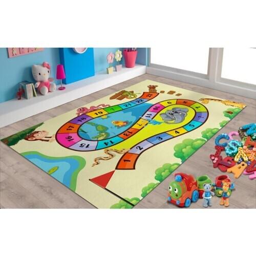 Animals and Numbers Patterned Carpet ,Non Slip Floor Carpet,Teens Carpet,Kids Carpet,Turkish Rug
