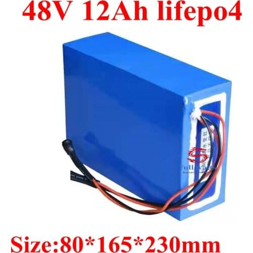 Free customized 48v 12ah lifepo4 battery BMS 16S 51.2V lithium for 750w ebike scooter Bicycle Adult Moped boat + 3A charger