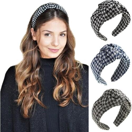 Molans 2021 Autumn New Houndstooth Hair Hoop Ladies Knot Woven Full Enveloping Headband Ladies Decorative Hair Accessories