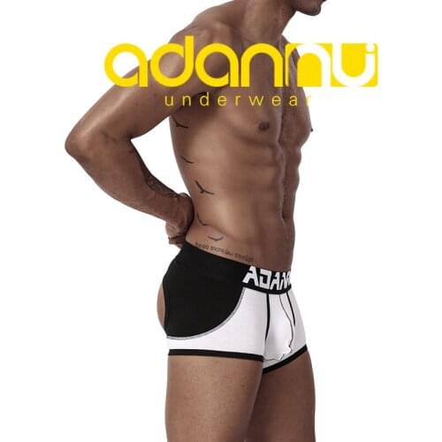 ADANNU mens underwear back empty hip boxer shorts u convex bag wide belt breathable stretch underwear AD161T