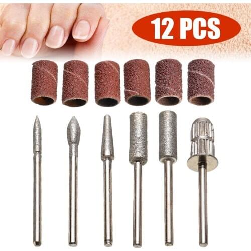 12pcs/Set Steel Nail Drill Bit Electric File Kit Nail Art Drill Bits Manicure Pedicure Nail Art Machine Tool