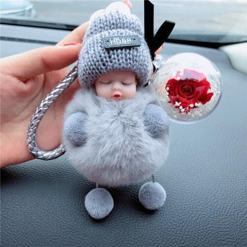 Immortal Flower Cate Baby Plush Car Key Chain Korean Female Gift DIY Key Chain Schoolbag Pendant Keychain Charms