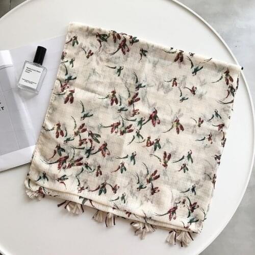 2018 Newest Women Bird Animal Pattern Cotton Tassel Scarf 10PCS/LOT