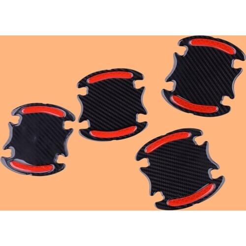 New 4Pcs/Set Universal 3D Carbon Fiber Texture Car Anti Scratch Strips Door Handle Bowl Protective Film Reflective Sticker Decor
