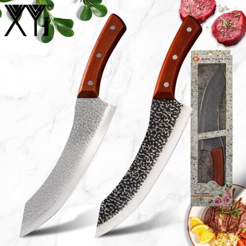 XYj Professional Boning Knife 8 inch Full Tang Handmade Forged Cleaver Kitchen Chef Knife Outdoor Camping Hunting Clever Tool
