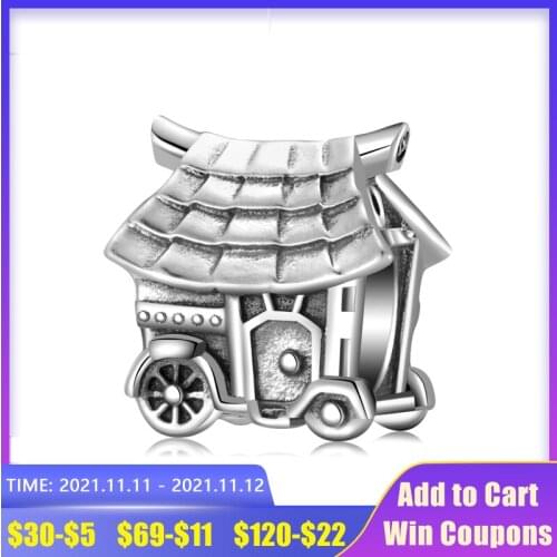 AGATA Original Charms 925 Sterling Silver Chinese Style Building House Car Beads DIY Jewelry Accessories Fit Pandora Bracelets