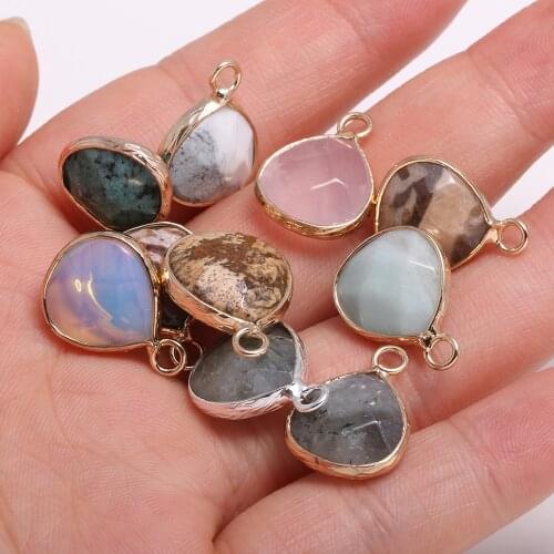 Natural Stone Pendants Flash Labradorite Opal Small Faceted Pendant for Women Jewelry Making DIY Necklace Earrings Gift 13x18mm