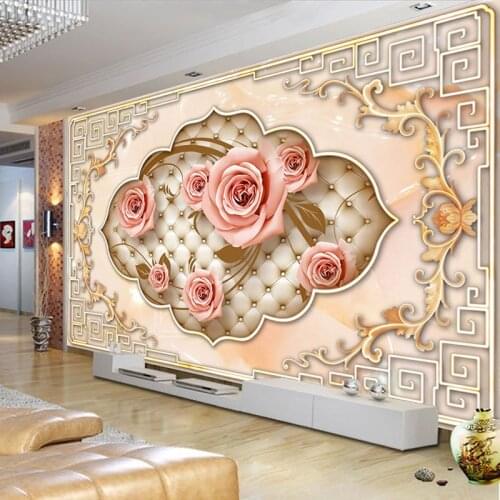 Custom Self-adhesive Mural Wallpaper 3D Soft Bag Rose Flower Living Room Sofa TV Background Wall Painting Photo Wall Paper Decor