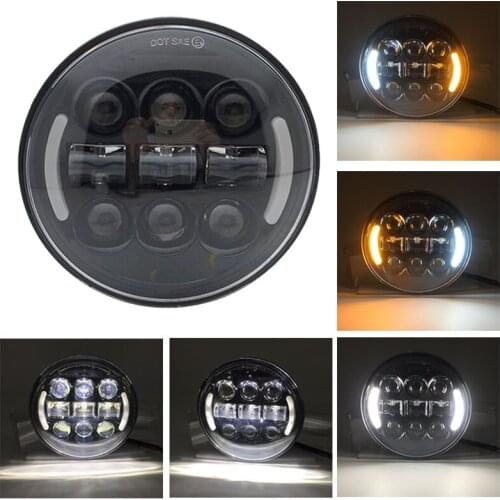 5.75" Led Headlight 5 3/4 Inch Projector Headlights White DRL Amber Turn Signal For Dyna Softail Sportster Wide Glide Iron 883