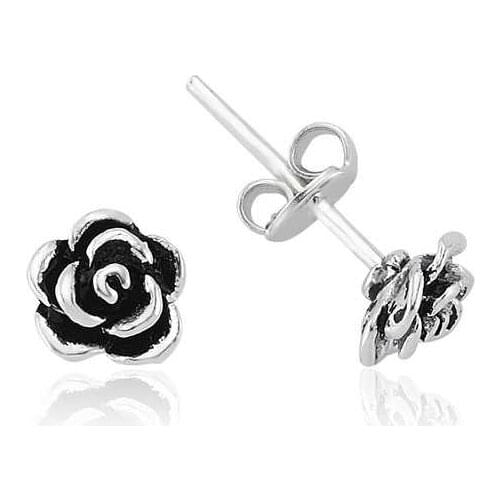 Tevuli 925 Sterling Silver Studded Rose Earrings