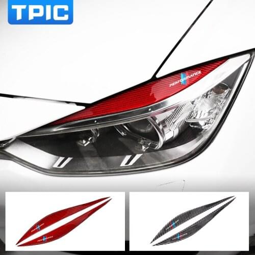 TPIC 2 Pcs/lot Headlights Eyebrow Eyelids Carbon Fiber Trim Cover Sticker M Performance Decor For BMW F30 F35 2013-2019 3 Series