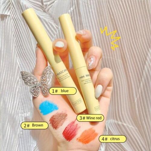 1pc Color Mascara With Folding Brush 7 Colors Head Fine Tube Long Silk Curly Thick Eyes Beauty Make-up Tools Portable Mascara