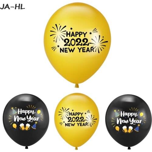 Balloons Christmas Decorations for Home New Year Happy New Year 2022 12inch Gold Black latex balloon