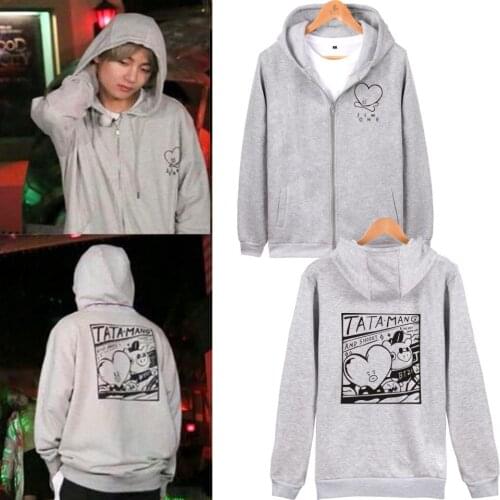 Womens Mens Hoodies Bangtan Boys TATA BANG Zipper Hoody Boy girl Sweatshirt Bangtan Boys Hoodie Jackets Men