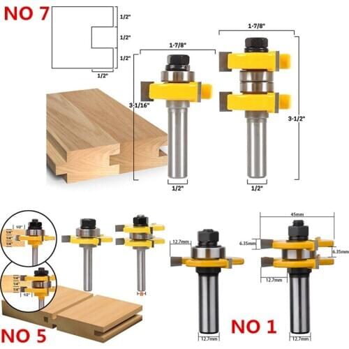 1/2 inch Shank 2 Bit Tongue and Groove Router Bit Set Wood Milling Cutter Flooring Knife Tool