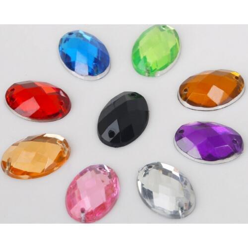 13x18mm 50pcs Sewing Flatback Rhinestones Acrylic Beads Sew on Strass Crystal Stones For DIY Shoes Clothes Bag Decoration