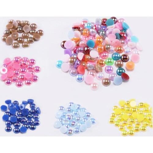 2/3/4/5/6/8/10/12/14mm AB Colors Half Round Flatback Acrylic ABS Beads Pearl Imitation Bead For DIY Jewelry Making Accessories
