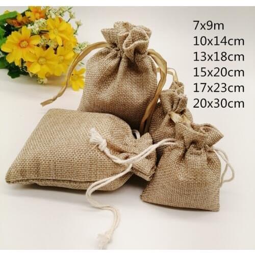 20pcs Jute Zak Jute Linen Drawstring Bag Gift Bag Jutte Zakjes Diy Handmade Jute Bag Pack Christmas Party Wedding Jewelry Pouch