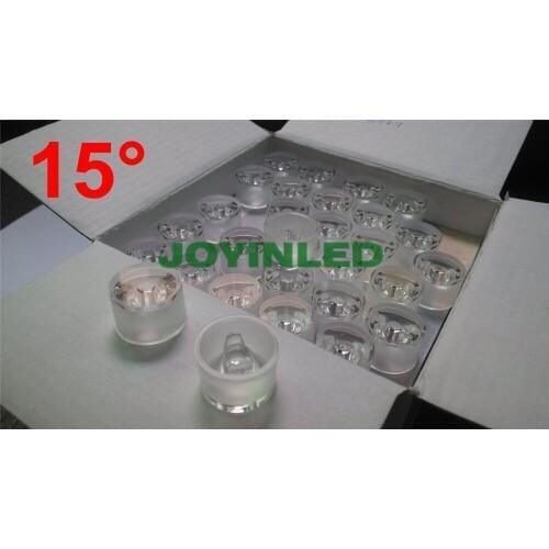 Free Shipping 100pcs/lot waterproof LED lens 15 degree 20mm PMMA transparent surface for spotlight diodes optical lens holder
