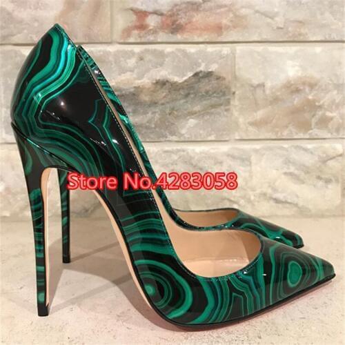 Free shipping fashion women Pumps lady green patent leather Pointy toe platform high heels shoes size33-43 12cm 10cm 8cm