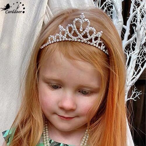 Carddoor Sparkling Tiara Crown Bridal Flower Girls Children Crystal Rhinestone Wedding Hairbands Pageant Prom Hair Accessories