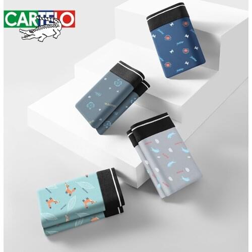 CARTELO Mens Cotton Printed Underwear Graphene 3A Grade Antibacterial Pants Soft Comfortable Elastic Belt Mens Boxer 4pcs