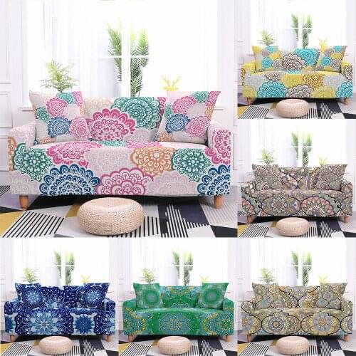 Bohemian Colorful Flower Printed Sofa Cover Elastic Stretch Universal Sofa Slipcovers for Living Room L-shape Couch Cover