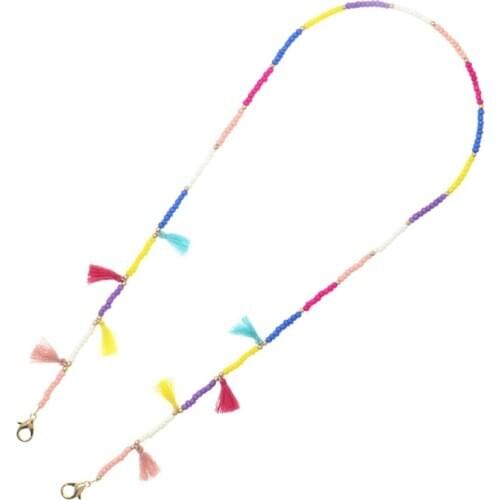 Colorful Tassel Acrylic Beads Chain Face Mask Holder Necklace Eyeglass Decorative Anti-Lost Lanyard Strap Ear Saver