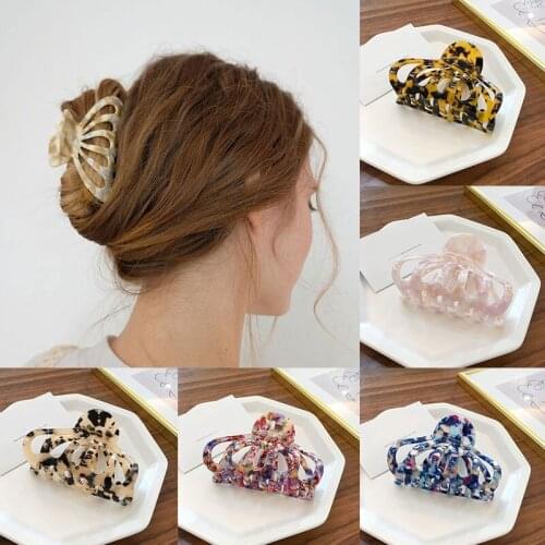 Ponytail Holder Hair Accessories Resin Colorful Barrette Acrylic Hairpins Acetate Hollow Hair Clip Large Bobby Pin Popular Women