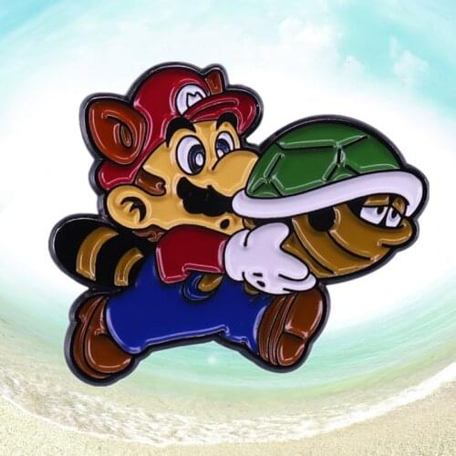 Mushroom Kingdom green Turtle Shell Enamel Pin rescue Princess Peach Game Boy lover brooch badge