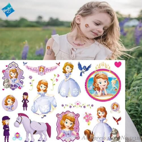 Hasbro Princess Sophia Children Cartoon Temporary Tattoo Sticker For Girl Cartoon Tattoo Toy Funny Birthday Party Tool Kid Gift