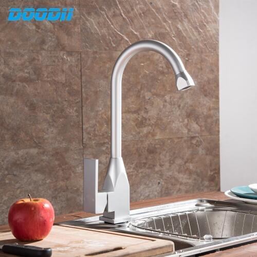Space Aluminum Water Sink Kitchen Faucet Bathroom Basin Sink Water Taps Cold And Hot Mixer Luxury 360 Degree Rotation DOODII