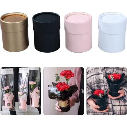 Mini Single Flower Bucket Flower Box Single Rose Round Flower Box Florist Bouquet Boxes Barrel for Valentines Day Wedding Party