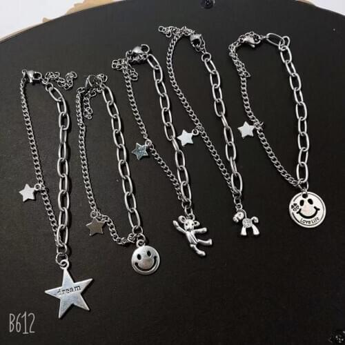 Trendy Punk Bracelet Bangle for Men Women Unisex Couple Jewlery Gift Titanium Steel Link Chain Star Jewelry No Fading Bracelets