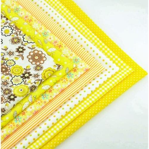 Booksew 100% Cotton Fabric 7PCS Simple and Plain Design Bundle for Sewing Clothes Fat Quarter Patchwork Meter Quilting Textile