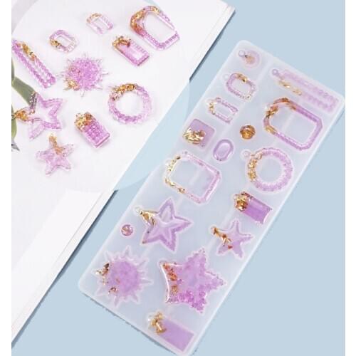 Irregular Dried Flower Earring Pendant Silicone Mold For star round Shape sweater chain Decoration Jewelry making finding art