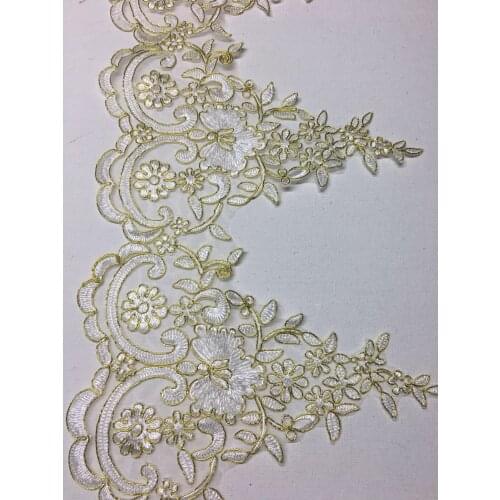 1Y/23CM New Exquisite Gold Thread Wheel Bone Spines Embroidered Edge Dress Home Spinning Wheel Bone Lace Fabric