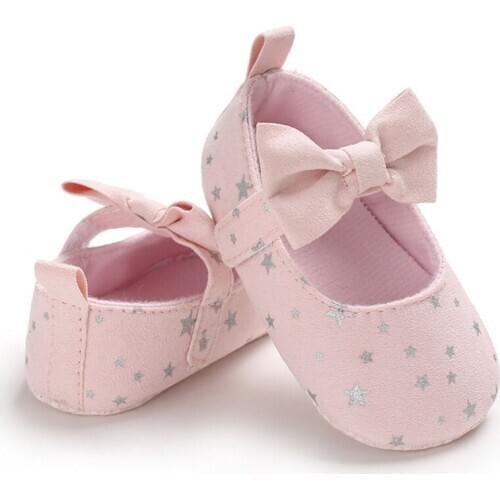 Baby Girl Shoes Kid Booties Toddler Prewalker Infant Soft Sole Crib Shoes Newborn Bowknot Booties Star Print First Walkers