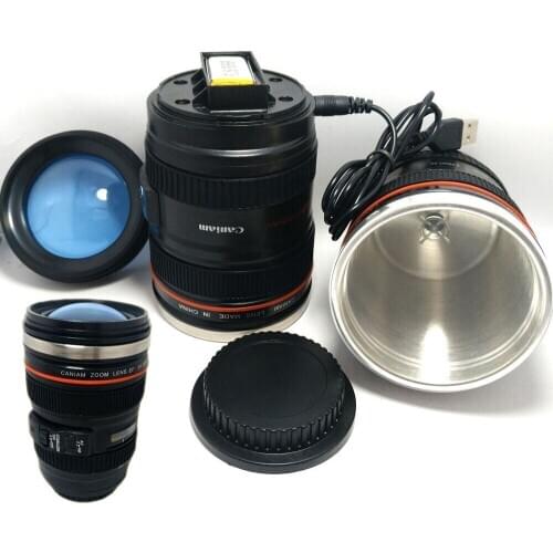 Wholesale Price Creative Personality Gifts 24-105 1:1 SLR camera Lens Mugs Cups Leakproof Stainless Steel Insulation Couple Cups